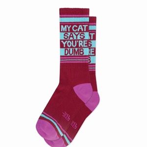 NWT “My Cat Says You’re Dumb” athletic crew socks - OS